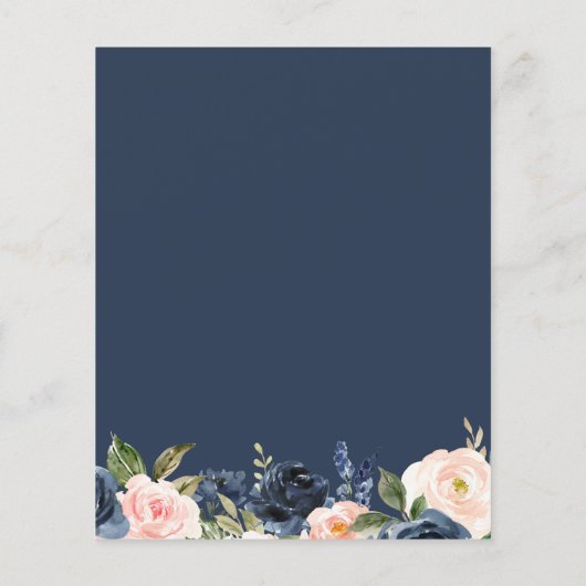 Budgetmarine & roze Floral Baby shower uitnodiging (Achterkant)