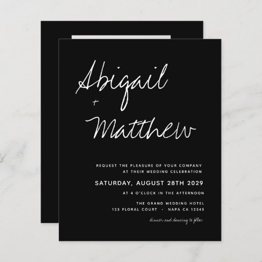 Budgetmatige minimalistische uitnodiging voor het  (Voorkant / Achterkant)