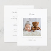 Budgetminimale aankondiging geboorte baby baby (Voorkant / Achterkant)