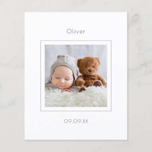 Budgetminimale aankondiging geboorte baby baby (Voorkant)