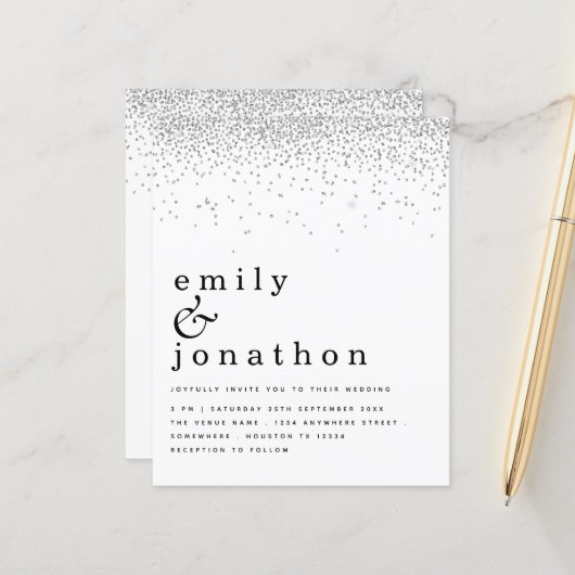 Budgetminimale uitnodiging voor een zilveren wedde (Voorkant / Achterkant in situ)