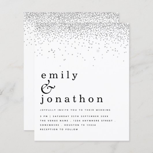 Budgetminimale uitnodiging voor een zilveren wedde (Voorkant / Achterkant)