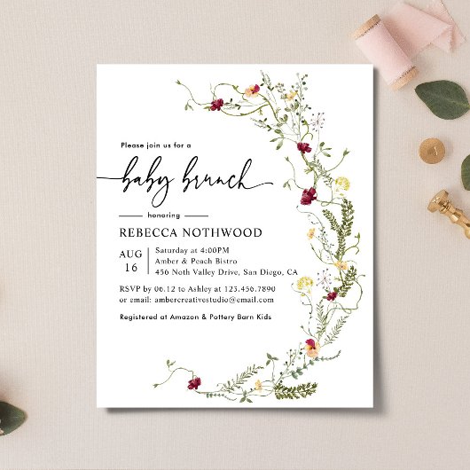 Budgetminimalist Baby Brunch Shower-uitnodiging