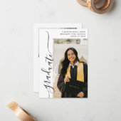 Budgetminimalistisch Afstuderen fotokaart met Afst Notitiekaartje (Voorkant / Achterkant in situ)