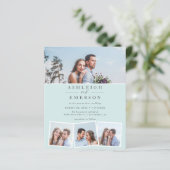 Budgetminimalistisch blauw-fotocollage huwelijk (Staand voorkant)