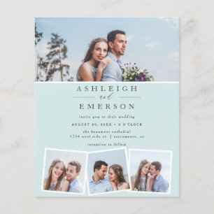 Budgetminimalistisch blauw-fotocollage huwelijk