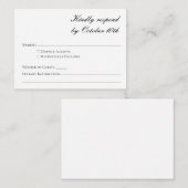 Budgetminimalistisch formeel zwart-witscript RSVP Notitiekaartje (Voorkant / Achterkant)