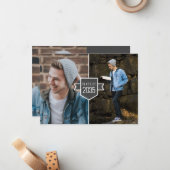 Budgetminimalistisch Gold Afstudeerder Pet 3 Foto- Notitiekaartje (Voorkant / Achterkant in situ)