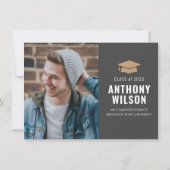 Budgetminimalistisch Gold Afstudeerder Pet 3 Foto- Notitiekaartje (Achterkant)