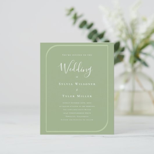 Budgetminimalistisch Lijst Sage Green Wedding (Staand voorkant)