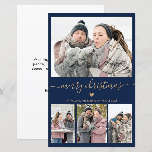 Budgetminimalistisch marinespiegel 4-fotokerstkaar (Voorkant / Achterkant)