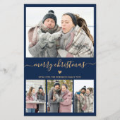 Budgetminimalistisch marinespiegel 4-fotokerstkaar (Voorkant)