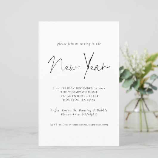 Budgetminimalistisch nieuwjaar Eve Party nodigt ui (Staand voorkant)