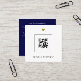 Budgetminimalistisch QR-code marinehuwelijk blauw Vierkante Visitekaartje