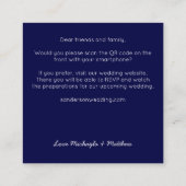 Budgetminimalistisch QR-code marinehuwelijk blauw Vierkante Visitekaartje (Achterkant)