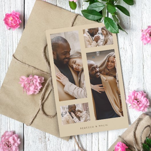 Budgetminimalistisch rendiekleurig collage bruilof