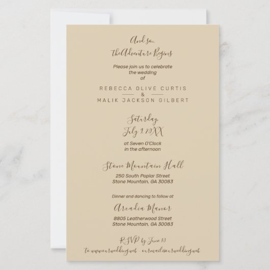 Budgetminimalistisch rendiekleurig collage bruilof (Achterkant)