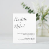 Budgetminimalistisch script foto-bruiloft uitnodig (Staand voorkant)