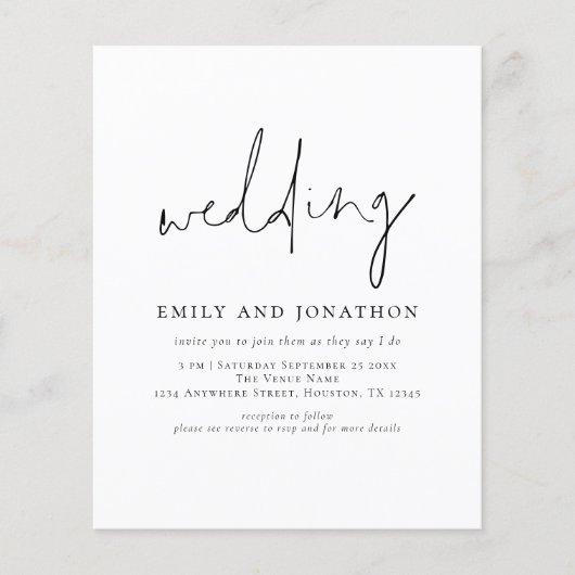 Budgetminimalistisch script QR Code Wedding invull (Voorkant)