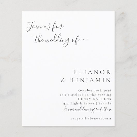 Budgetminimalistisch verzoek voor zwarte bruiloft (Voorkant)