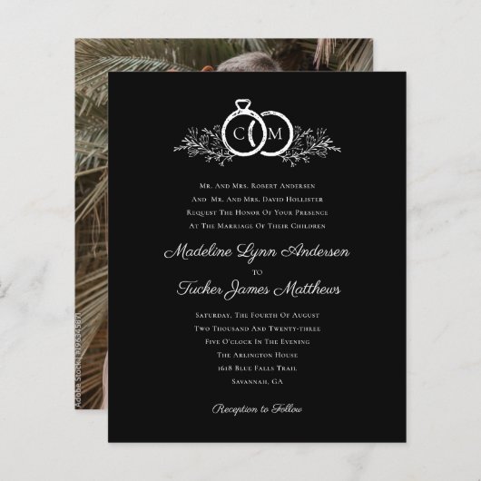 Budgetminimalistisch verzoek voor zwarte bruiloft (Voorkant / Achterkant)