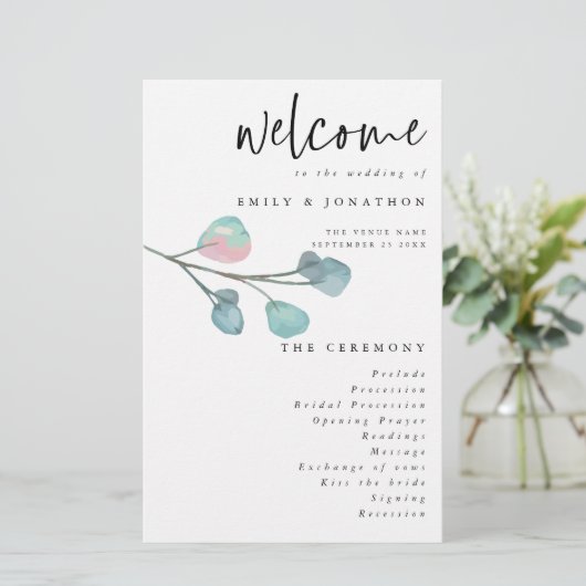 Budgetminimalistisch weddenschap met eucalyptus (Staand voorkant)