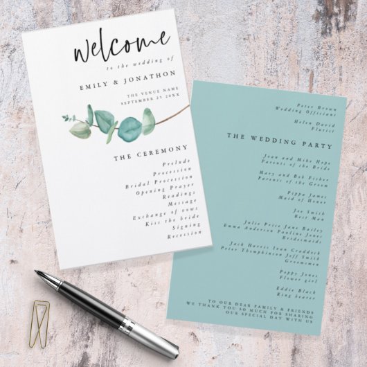 Budgetminimalistisch weddenschap met eucalyptus