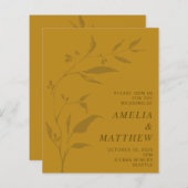 Budgetminimalistische botanische bruiloft uitgenod (Voorkant / Achterkant)