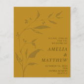 Budgetminimalistische botanische bruiloft uitgenod (Voorkant)