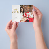 Budgetminimalistische foto met Gold Merry-kerst Flyer (Hand)