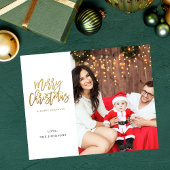 Budgetminimalistische foto met Gold Merry-kerst Flyer