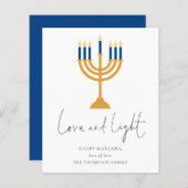 Budgetminimalistische kaarsen Lichte Hanukkah-Kaar (Voorkant / Achterkant)