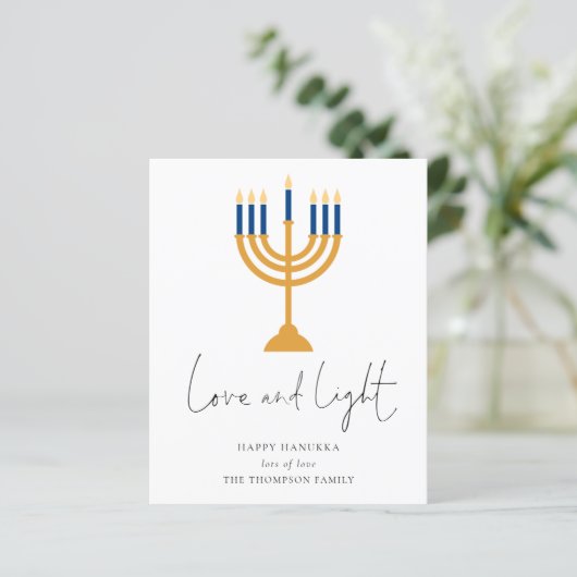 Budgetminimalistische kaarsen Lichte Hanukkah-Kaar (Staand voorkant)