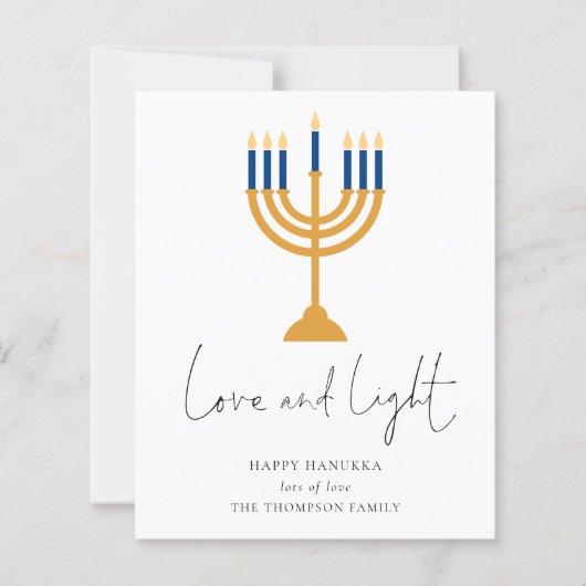 Budgetminimalistische kaarsen Lichte Hanukkah-Kaar (Voorkant)