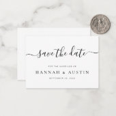 Budgetminimalistische legante bruiloft bespaart da notitiekaartje (Voorkant / Achterkant in situ)