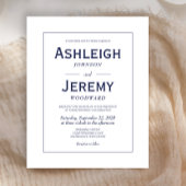 Budgetminimalistische marineuitnodiging voor blauw