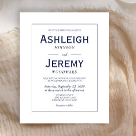 Budgetminimalistische marineuitnodiging voor blauw