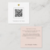 Budgetminimalistische QR Code Blush Weddenschap Vierkante Visitekaartje (Voorkant / Achterkant)