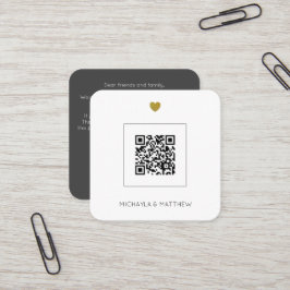 Budgetminimalistische QR-code Grijze bruiloft uitn Vierkante Visitekaartje