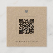 Budgetminimalistische QR Code Kraft Weduwen Uitnod Vierkante Visitekaartje (Voorkant)