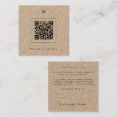 Budgetminimalistische QR Code Kraft Weduwen Uitnod Vierkante Visitekaartje (Voorkant / Achterkant)