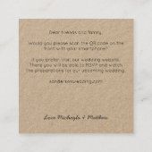 Budgetminimalistische QR Code Kraft Weduwen Uitnod Vierkante Visitekaartje (Achterkant)