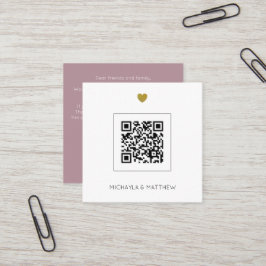 Budgetminimalistische QR-code Roos bruiloft uitnod Vierkante Visitekaartje