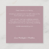 Budgetminimalistische QR-code Roos bruiloft uitnod Vierkante Visitekaartje (Achterkant)