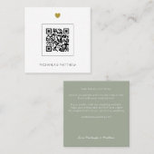 Budgetminimalistische QR-code Sage Weddenschap Vierkante Visitekaartje (Voorkant / Achterkant)