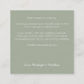 Budgetminimalistische QR-code Sage Weddenschap Vierkante Visitekaartje (Achterkant)