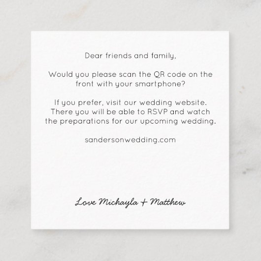 Budgetminimalistische QR-code - uitnodiging voor w (Achterkant)