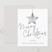 Budgetminimalistische Silver Star Merry-kerstKaart (Voorkant / Achterkant)