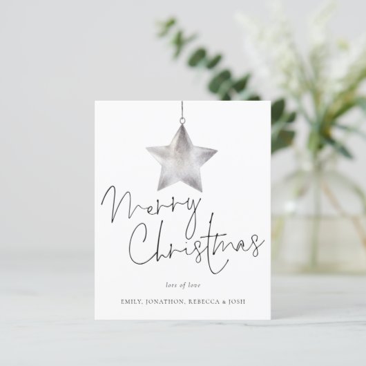 Budgetminimalistische Silver Star Merry-kerstKaart (Staand voorkant)