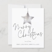 Budgetminimalistische Silver Star Merry-kerstKaart (Voorkant)